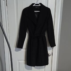 Ralph Lauren black wool wrap belted coat size 10